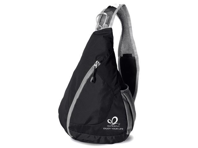 WATERFLY Backpack Shoulder Sling Chest Hiking Bag Messenger Waist Pack Crossbody Handbag - Black ...