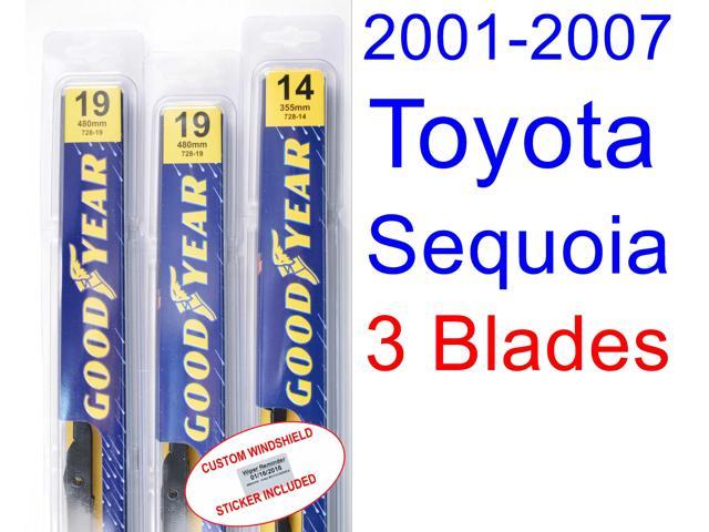 2001-2007 Toyota Sequoia Replacement Wiper Blade Set/Kit (Set of 3 Blades) (2002,2003,2004,2005 2002 Toyota Sequoia Rear Wiper Blade Size