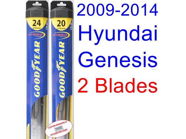 2009-2014 Hyundai Genesis Replacement Wiper Blade Set/Kit (Set of 2 Blades) (Goodyear Wiper 2010 Hyundai Genesis Coupe Windshield Wipers Size
