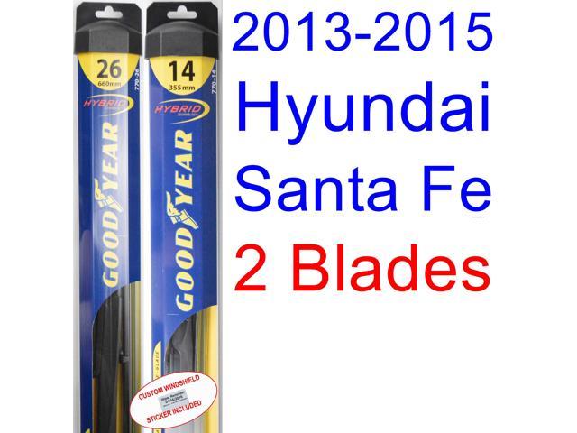 2013-2015 Hyundai Santa Fe Wiper Blade (Passenger) (Goodyear Wiper Blades-Hybrid) (2014 2013 Hyundai Santa Fe Sport 2.0 T Wiper Blade Size