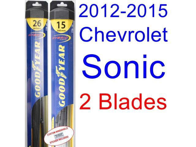2012-2015 Chevrolet Sonic Replacement Wiper Blade Set/Kit (Set of 2 Blades) (Goodyear Wiper 2015 Chevy Sonic Rear Wiper Blade Size