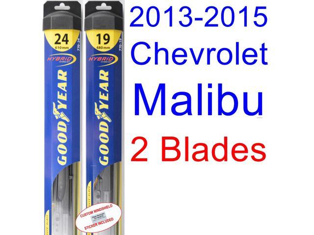 2013-2015 Chevrolet Malibu LTZ Replacement Wiper Blade Set/Kit (Set of 2 Blades) (Goodyear Wiper 2015 Chevy Impala Ltz Windshield Wiper Size
