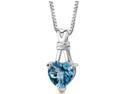 Passionate Pledge: Sterling Silver 3.00 carats Heart Shape Checkerboard Cut Swiss Blue Topaz Pendant with 18 inch Silver Necklace
