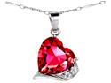 Mabella 6.06 ct.tw. Heart Cut 12mm x 12mm Created Ruby Pendant Sterling Silver with 18" Chain