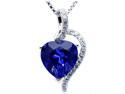 Mabella 4.10 cttw. Heart Shaped 10mm x 10mm Created Blue Sapphire Pendant in Sterling Silver with 18" Chain