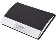 Black Leatherette business card case with stainless steel trims. Newegg logo engraved. It is a premium executive gift with a sleek and elegant design.