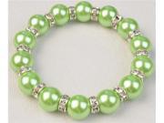 NEW MURANO PEARL GREEN 7 INCH SWAROVSKI BRACELET