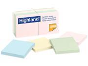 Highland 6549A Sticky Note Pads 3 x 3 Assorted Pastel 100 Sheets