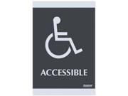U.S. Stamp Sign USS4764 ADA Signs in.Accessiblein. Adhesive 6in.x9in. Silver Black