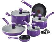 T fal C511SE64 Excite Nonstick Thermo Spot Dishwasher Safe Oven Safe PFOA Free Cookware Set 14 Piece Purple