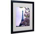 Trademark Fine Art Kathy Yates Eiffel Tower with Blossoms Matted Framed Art