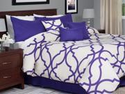 7 Piece Oversized Trellis Comforter Set King Purple