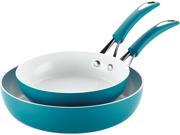 Silverstone Ceramic CXi Nonstick Twin Pack 9 Inch and 11 1 4 Inch Deep Skillets Marine Blue