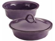Rachael Ray Cucina Stoneware 3 Piece Round Casserole and Lid Set in Lavender
