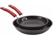 Rachael Ray Hard Anodized Nonstick 9 1 4 in. and 11 1 2 in. Skillets in Gray with Red Handles