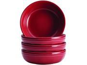 Rachael Ray Cucina Dinnerware 4 Piece Stoneware Fruit Bowl Set in Cranberry Red