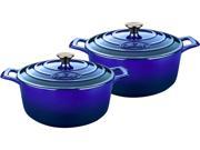 La Cuisine 4 Pc Set Including 2.2 QT and 3.7 QT Round Casseroles w Lids Cast Iron