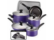 Farberware Dishwasher Safe Nonstick 15-piece Cookware Set In Purple