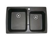 Astracast US20RZUSSK Offset Double Bowl Kitchen Sink, Metallic Black