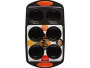 Rachael Ray 54078 Oven Lovin Cups Nonstick Bakeware Muffin and Cupcake Pan 6 Cup Orange Grip