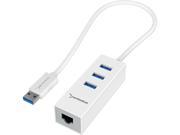 Sabrent HB NTUW MAC PC 3 Port USB 3.0 Hub w Gigabit Ethernet Network White