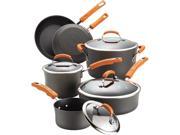 Rachael Ray Hard Anodized Nonstick 10 Piece Cookware Set Gray with Orange Handles