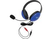 Califone Blue Stereo Headphone w Mic Dual 3.5mm Plug Via Ergoguys