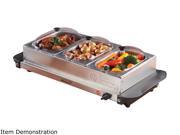 BRENTWOOD BF 315 Triple Buffet Server with Warming Tray Three 1.5 Quart Steel Pans