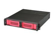 iStarUSA D 200 RD 2U35PD8 RC Black 2U Rackmount High Performance Chassis w PCI Riser Card and 350W Server PSU Red Bezel