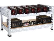 DIYPC  Ultimate Miner-V1 Open Air  Bench Computer Case Rack for Cryptocurrency (Bitcoin, Litecoin, Feathercoin) GPU mining â€“ PC components not included - Retail Motherboard Compatibility: Micro ATX, ATX, E-ATX, XL-ATX Dimensions (H x W x D): 27.30" x 13.65" x 13.70" Weight: 14.00 lbs. Features: Support up to 6 x VGA graphic card (any size)    Predrilled holes for VGA card mounting     Features Cooling: Open Type     Open style delivers better performance on cooling, compatibility and maintenance    This rig case reduces wear and tear to your components, resulting in increased mining efficiency. Ideal for anyone mining cyber currencies like Bitcoin, Litecoin, Worldcoin,   Feathercoin etc.     Step your crypto-currency mining game up to the next level with this industrial-designed frame for optimal rig cooling and strength.     Please read through the installation menu during assembling, and you are going to enjoy a 100% DIY fun experience.