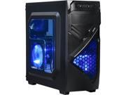 DIYPC Alnitak BK Black USB 3.0 ATX and Micro ATX Mid Tower Gaming Computer Case with 3 x 120mm Blue Fans Pre installed