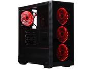 DIYPC IllusionII BR Black Dual USB3.0 Steel Tempered Glass ATX Mid Tower Gaming Computer Case w 4 x 120mm Red 33LED Light Fans Pre Installed