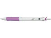 Acroball PureWhite Pen .7mm Black Ink White Barrel Purple Accent