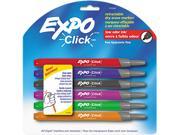 EXPO 1751667 Click Dry Erase Markers Fine Tip Assorted 6 per Set