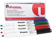 Universal Pen Style Dry Erase Whiteboard Markerss Bullet Tip Assorted 4 Set ST UNV43670
