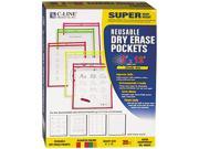 Reusable Dry Erase Pockets 9 X 12 Assorted Neon Colors 25 Box