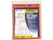 Reusable Dry Erase Pockets 9 X 12 Assorted Neon Colors 10 Pack