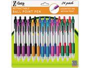 Z Grip Retractable Ballpoint Pen Clr Brl Assorted Ink Medium 24 Pa