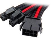Silverstone PP07 EPS8BR 0.98 ft. Sleeved Extension Power Supply Cable with 1 x 8pin to EPS12V 8pin 4 4 Connector Black Red