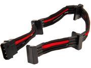 Silverstone PP07 BTSBR One 4pin to Four SATA Connectors Sleeved Extension Power Supply Cable Black Red