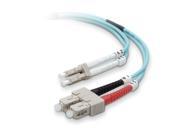 Belkin F2F402L7 03M G Fiber Optic Cable; 10GB Aqua Multimode LC SC Duplex MMF 50 125