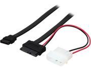 Athena Power CABLE SL13S7M420 20 20 Slimline SATA to SATA with Molex Power Cable