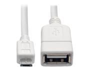 Tripp Lite Micro USB to USB OTG Host Adapter Cable 5 Pin USB Micro B to USB A M F White 6 in. 6 U052 06N WH