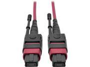 Tripp Lite MTP MPO Multimode Patch Cable 12 Fiber 40 GbE 40GBASE SR4 OM4 Plenum Rated F F Push Pull Tab Magenta 15 m 49.2 ft. N845 15M 12 MG