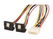 StarTech PYO2LP4LSATR 12 LP4 to 2x Right Angle Latching SATA Power Y Cable Splitter 4 Pin Molex to Dual SATA