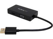StarTech DP2VGDVHD DisplayPort to VGA DVI HDMI® Adapter – 3 in 1 DP Converter – Black