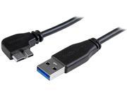 StarTech.com 2m 6 ft Slim Micro USB 3.0 Cable USB 3.0 A to Left Angle Micro USB USB 3.1 Gen 1 5 Gbps