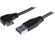 StarTech.com 1m 3 ft Slim Micro USB 3.0 Cable M M USB 3.0 A to Left Angle Micro USB USB 3.1 Gen 1 5 Gbps