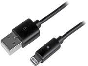 StarTech USBLTL1MB Black Apple Lightning Cable with LED Charging Light 1 m 3 ft.