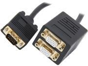 Coboc EA VGASPL MFF 1 BK 1 ft. Black 30AWG SVGA VGA HD15 Male to 2 x Female Splitter Cable